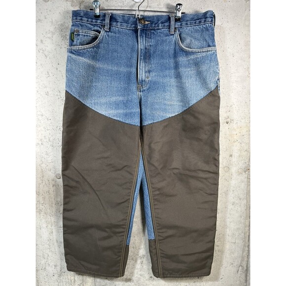 Cabelas Jeans Mens 36x32 Blue Brown Brush Briar Guard Pants Upland Bird Hunting - Picture 1 of 7